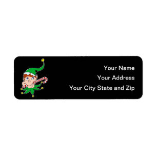 Étiquette Bon lutin sur l'étiquette postale noire