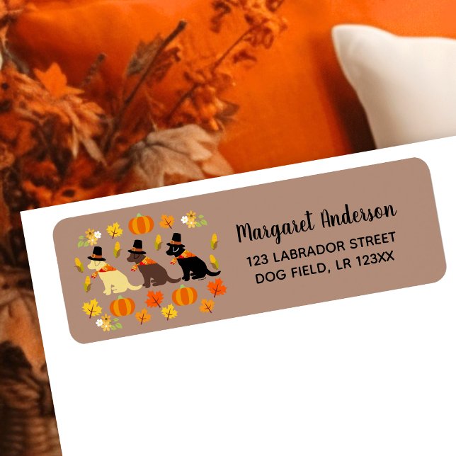 Étiquette Bon thanksgiving Labrador Silhouette (Happy Thanksgiving Labrador Silhouette Design Return Address Label for Labrador Owners.  )