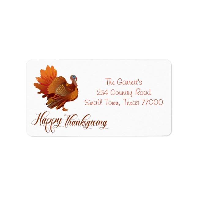 Étiquette Bon thanksgiving turc Adresse personnalisée (Devant)