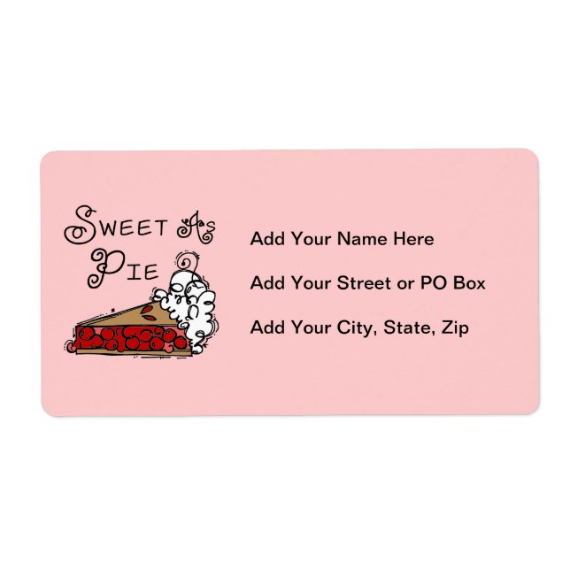 Étiquette Bonbon comme tarte (Devant)