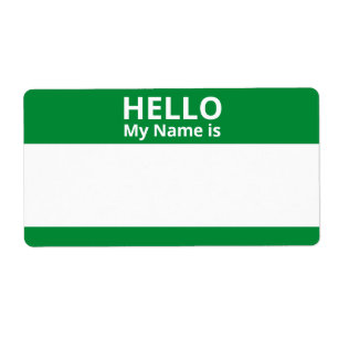 Étiquette Bonjour Mon nom est Vert Blanc Nom Balise Étiquett