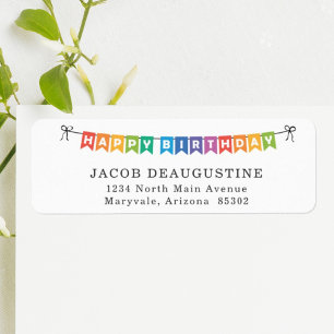 Étiquette Bonne fête d'anniversaire Invitations retour Adres