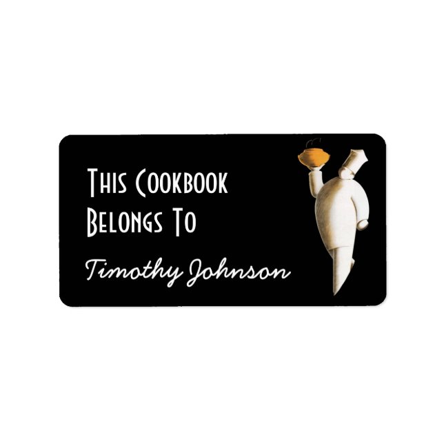 Étiquette Bookplate Ex Libris Nom Chef Cookbook Appartient À (Devant)