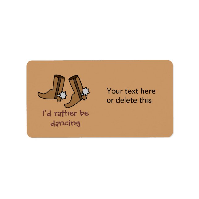 Étiquette Boots Cowboy Plutôt Danser Pays Ouest (Devant)
