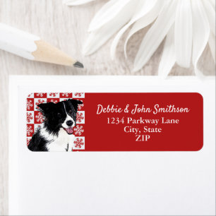 Étiquette Bordure Collie Chien Retour Adresse Animal Christm