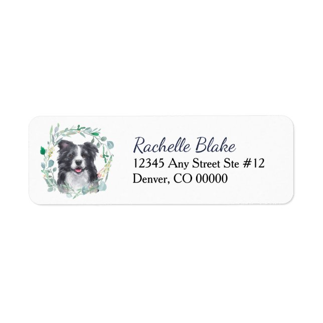 Étiquette Bordure Collie Dog Wreath Adresse de retour (Devant)