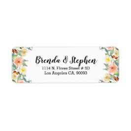 Étiquette Bordure des fleurs d'aquarelles