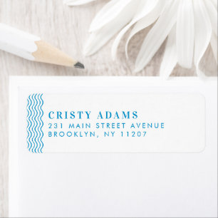 Étiquette Bordure d'onde classique simple en bleu clair 3 Mo