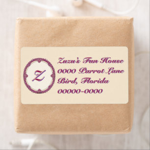 Étiquette Bordure Fantaisie Violet/Rose Et Crème Personnalis