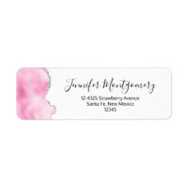 Étiquette Bordure Parties scintillant rose et argent Faux él