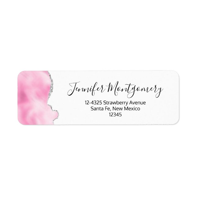 Étiquette Bordure Parties scintillant rose et argent Faux él (Devant)