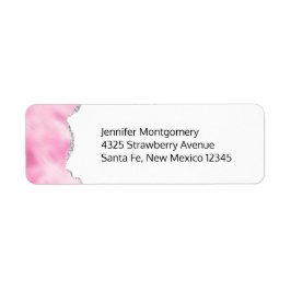 Étiquette Bordure Parties scintillant rose et argent Faux él
