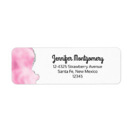 Étiquette Bordure Parties scintillant rose et argent Faux él