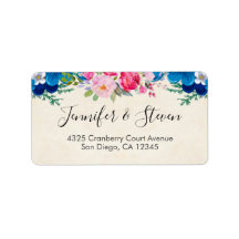Bordure rose et bleu joliment florale