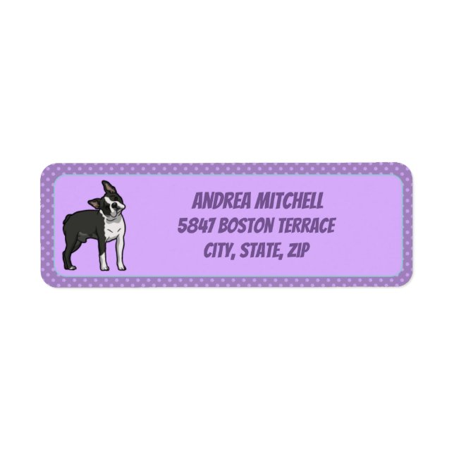 Étiquette Boston Terrier avec les empreintes de pattes (Devant)