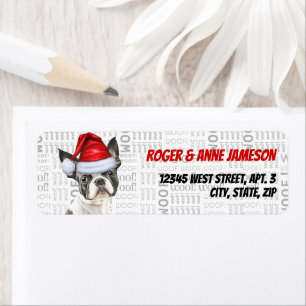 Étiquette Boston Terrier Christmas Dog Adresse de retour
