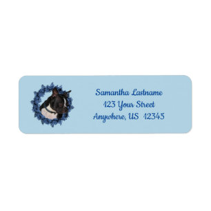 Étiquette Boston Terrier Dog Floral Wreath Adresse