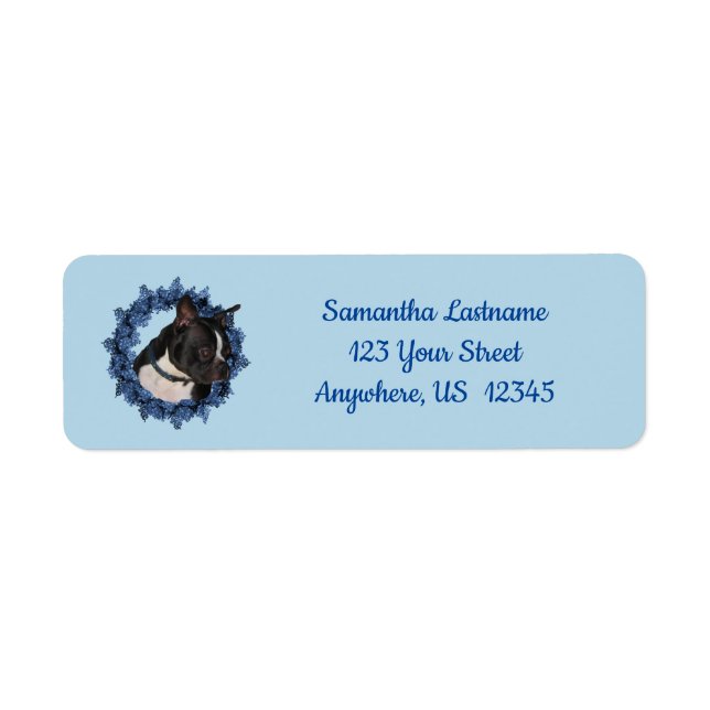 Étiquette Boston Terrier Dog Floral Wreath Adresse (Devant)