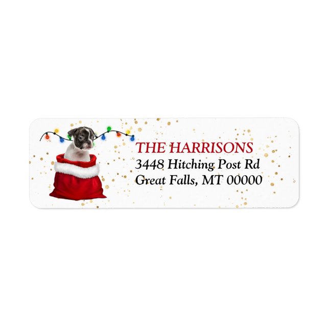 Étiquette Boston Terrier Pup Cadeau Sac retour Adresse (Devant)