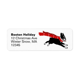 Étiquette Boston Terrier Winter Holiday mignon chien Noël