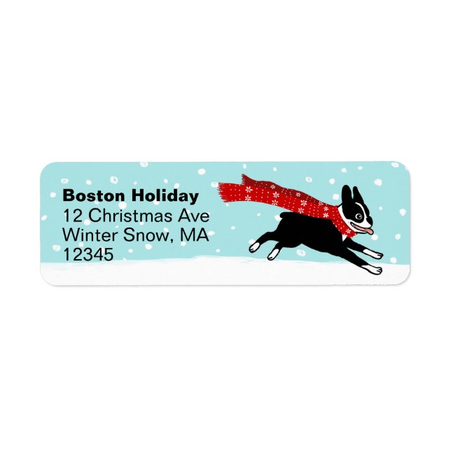 Étiquette Boston Terrier Winter Holiday mignon chien Noël (Devant)