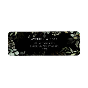 Étiquette Botanical Greenery Black Gold Adresse de retour La