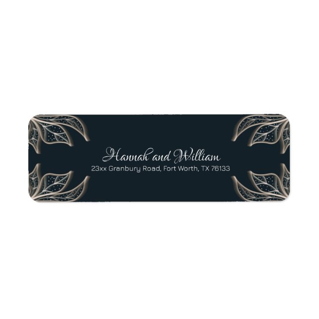 Étiquette Botanical Navy Blue Mariage RSPV Adresse de retour (Devant)
