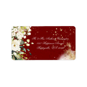 Étiquette Botanique Floral Rustique Mariage rouge retour