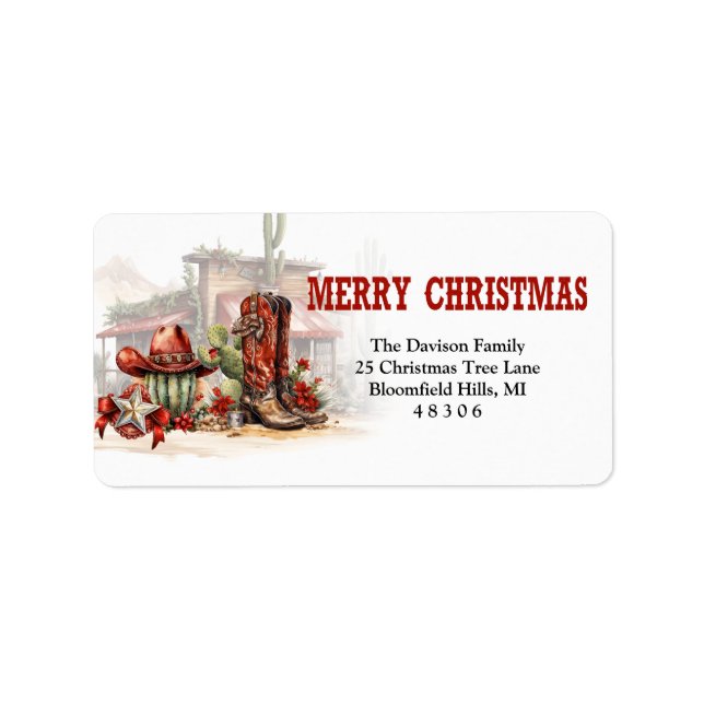 Étiquette Botte de cow-boy classique à l'ouest sauvage et ca (Devant)