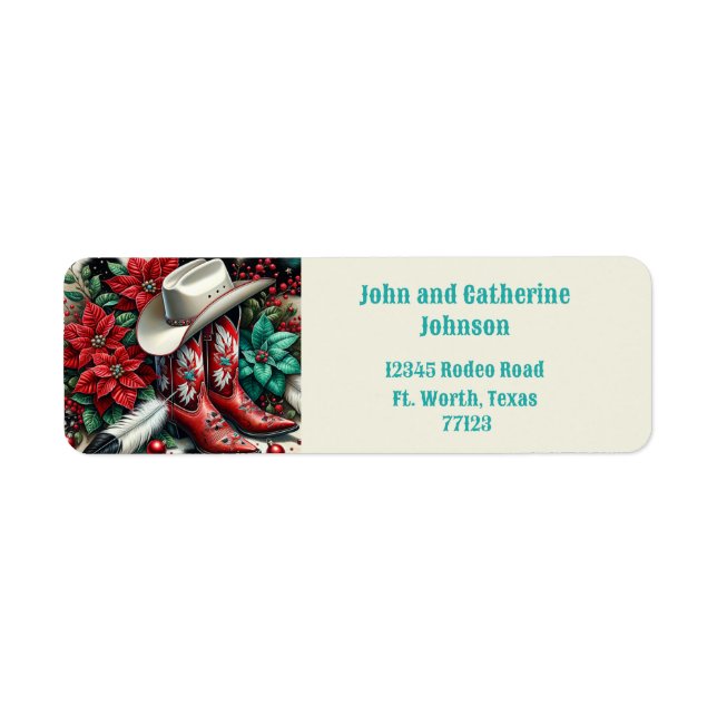 Étiquette Botte de cowboy Ouest Vacances Vache florale Caché (Devant)