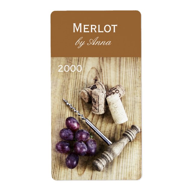 Étiquette bouchons, tire-bouchon et bouteille de vin de rais (Devant)