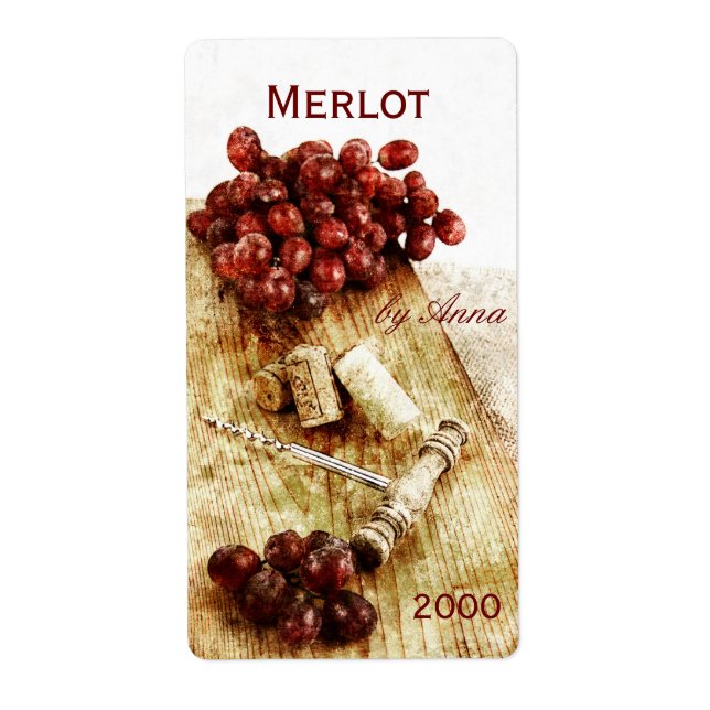 Étiquette bouchons, tire-bouchon et bouteille de vin de rais (Devant)