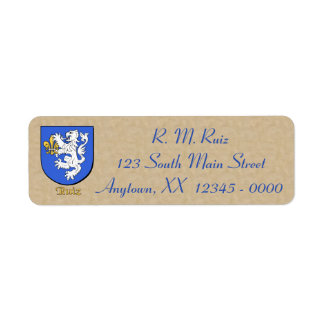 Étiquette Bouclier héraldique Ruiz