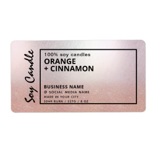 Étiquette Bougie de soja minimaliste en or rose