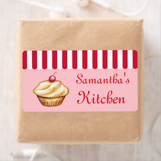 Étiquette Boulangerie Affaires Cuisine personnalisée Cupcake (En situation)