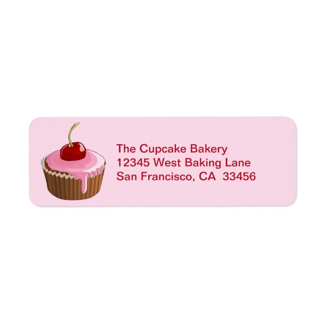 Étiquette Boulangerie Cerisier Cupcake Choisir Couleur Stick (Devant)