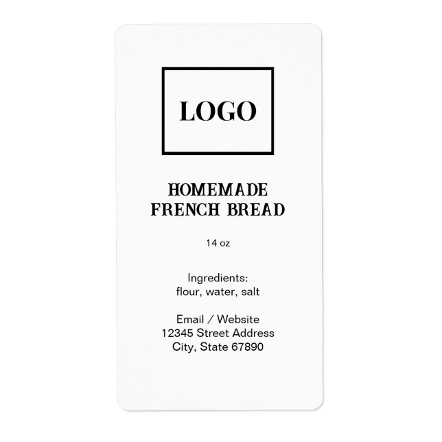 Étiquette Boulangerie de pain sur mesure Business Ajouter Lo (Devant)