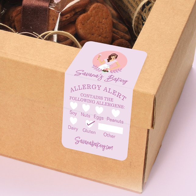 Étiquette Boulangerie Femme Sécurité alimentaire Alerte alle (Créateur téléchargé)