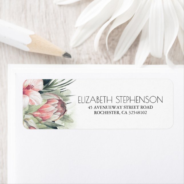 Étiquette Bouquet d'aquarelle Feuille de palme florale tropi (En situation)