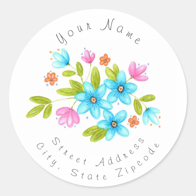 étiquette 'Bouquet d'aquarelle multicolore' (Devant)