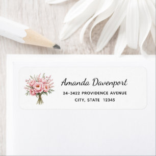 Étiquette Bouquet de fleurs de pivoine rose joli Adresse
