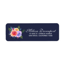 Étiquette Bouquet de fleurs Rose aquarelle