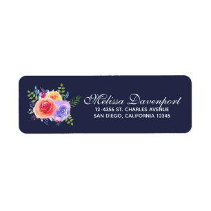 Étiquette Bouquet de fleurs Rose aquarelle