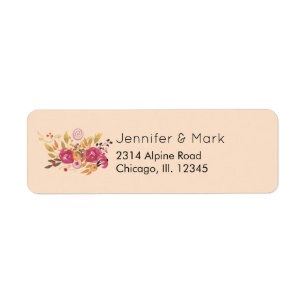Étiquette Bouquet de fleurs rose et orange sur Arrière - pla