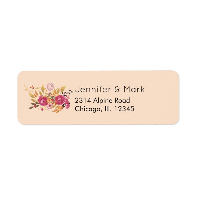 Étiquette Bouquet de fleurs rose et orange sur Arrière - pla (Devant)