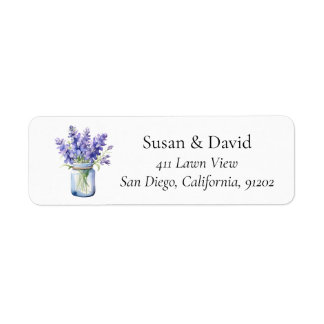 Étiquette Bouquet de Lavande d'Aquarelle Serene à Mason Jar