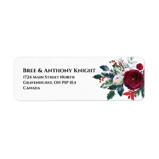 Étiquette Bouquet de Noël d'aquarelle Adresse de retour