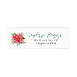 Étiquette Bouquet de Noël Poinsettia Calligraphie personnali