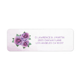 Étiquette Bouquet de rose violet aquarelle Floral