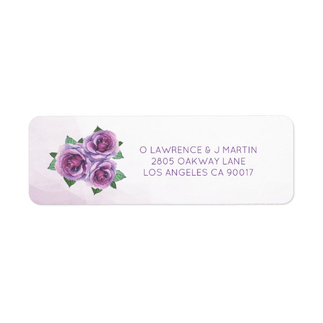 Étiquette Bouquet de rose violet aquarelle Floral (Devant)